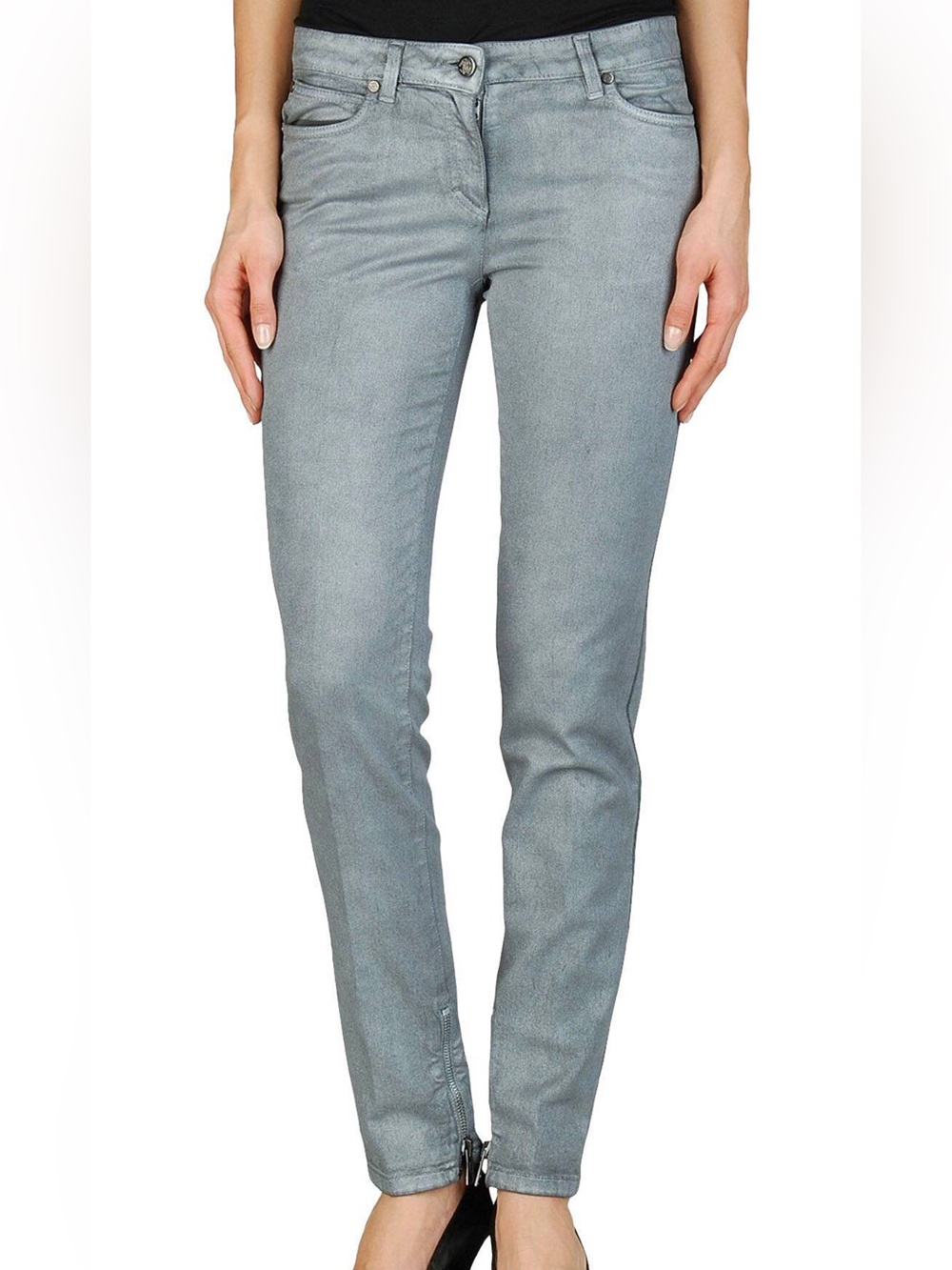 Roberto Cavalli Gray Skinny Jeans with Ankle Zips 4/40